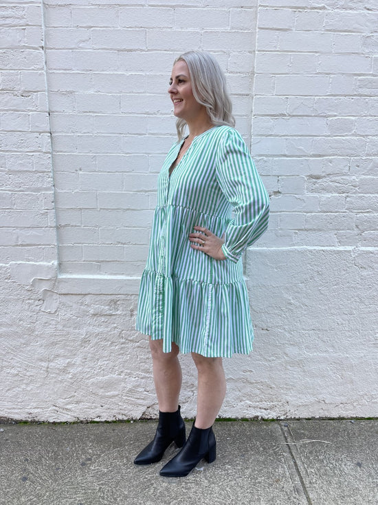 Fever Dress - Green Stripe