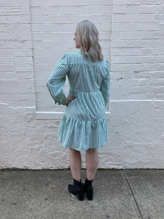 Load image into Gallery viewer, Fever Dress - Green Stripe
